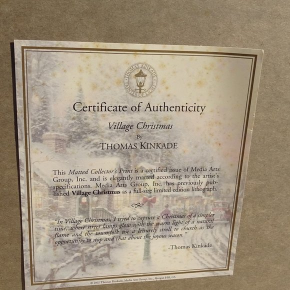 Vtg Thomas Kinkade Village Christmas Limited Edition Lithograph With COA Framed - Picture 5 of 5